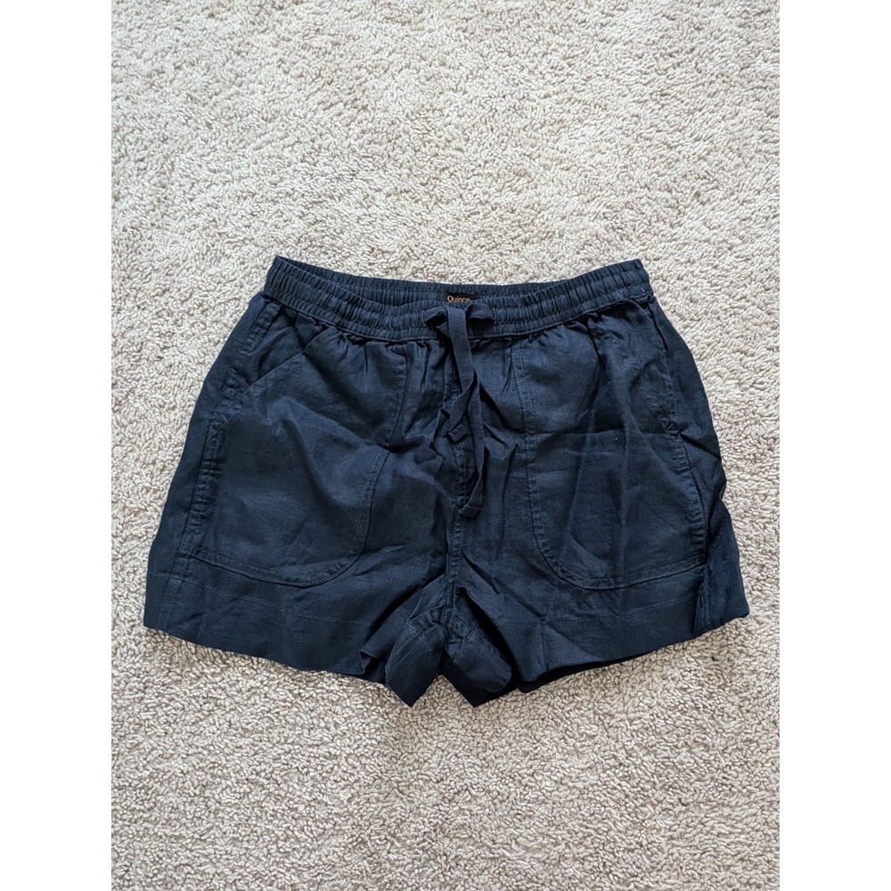 Quince 100 % European Linen Shorts Deep Navy Women's Small NWT 3 Inch Inseam
